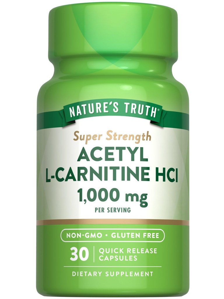 Nature 's Truth Acetyl L- Carnitine 1000mg < 124; 30 kapsułki ≤ 124; Super Siła > 124; Non-GMO & Gluten Free ALCAR Suplement