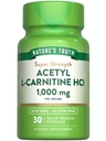 Nature 's Truth Acetyl L- Carnitine 1000mg < 124; 30 kapsułki ≤ 124; Super Siła > 124; Non-GMO & Gluten Free ALCAR Suplement