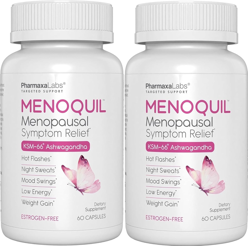 Siła menopauzalna Symptom Relief pomaga zwalczać menopauzę, gorące błyski, nocne poty i huśtawki nastrojów w celu promowania niespokojnego snu i zwiększenia energii - 60 kapsułek (opakowanie po 2)