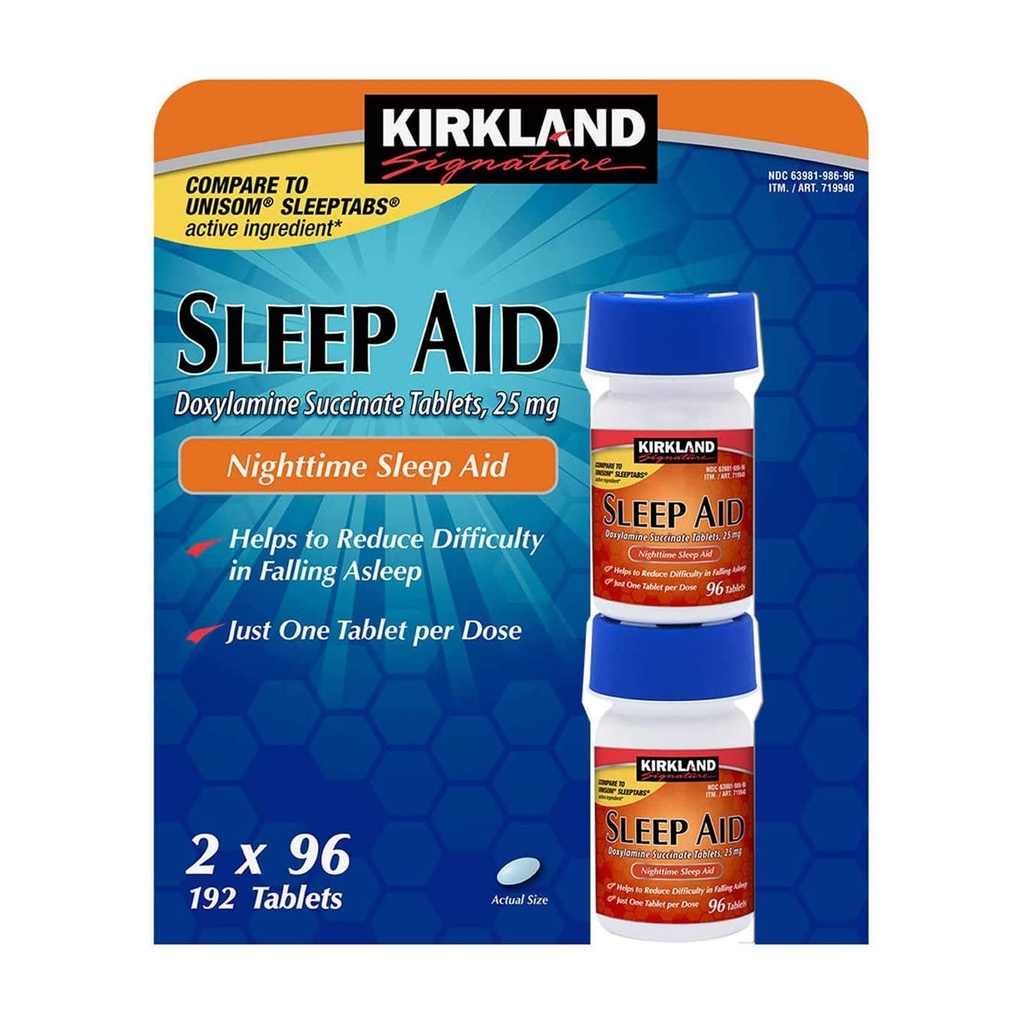 Kirkland Sleep Aid Doksylamina Sukcynat 25 mg 192 Tabletki