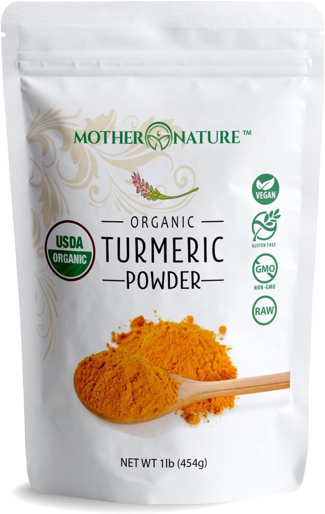 Organiczny proszek z turkumeru z kurkuminą - indyjski korzeń turkusowy (1lb, 16Oz) - potężny dysconfort Joint Relief, zmniejszenie obrzęku, przeciwutleniacz - Wegan, Gluten- Free, Non-GMO & Dair-Free
