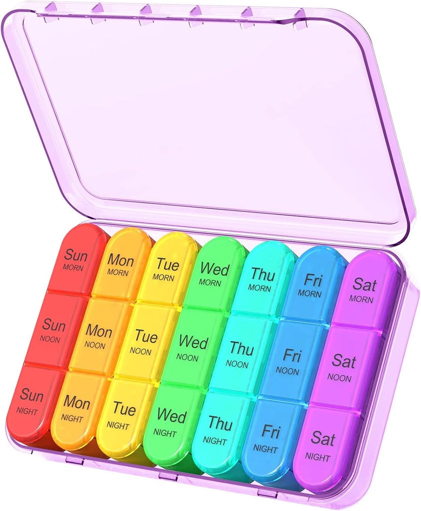 Daviky Cotygodniowy Pill Organizer 3 razy dziennie, Travel Pill Organizer 3X dziennie, Pill Box 7 dzień, Daily Pill Box Organizator, Pill Cases Organizatorów 7 dni, Medicine Organizator do trzymania witamin i leków