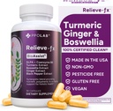 Relieve- fx ™ DLPA Boswellia Turmeric and Ginger Supplement, Stress Relief, Serce, trawienie, Skurcze mięśni, Joint, Zapalenie Zdrowia, Witamina B6 P5P, Kwas Boswelinowy, Kurkumina z Pieprz czarny - 90ct