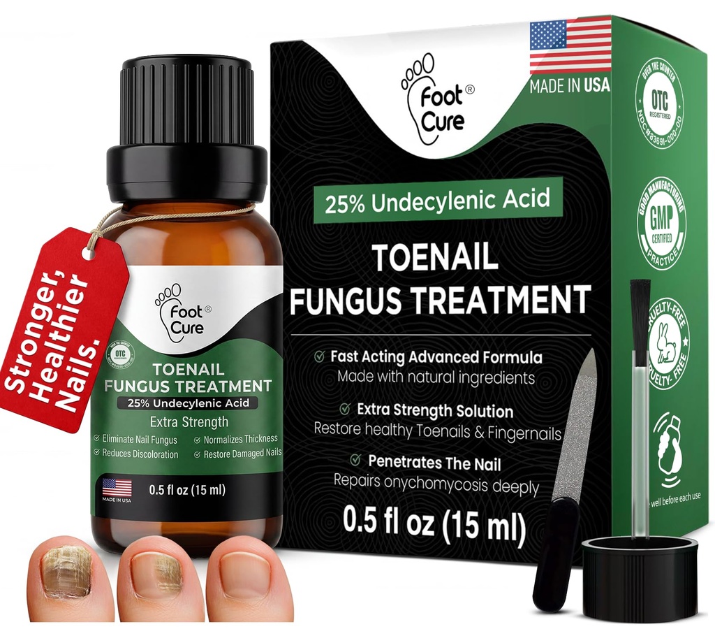 FOOT CURE Grzyb paznokci Leczenie paznokci, Naprawa paznokci, Toenail Softener, Yellow Toenail Leczenie, Wrodzone paznokcie i Foot Grzyb Leczenie dodatkową siłę (Opakowanie 1)