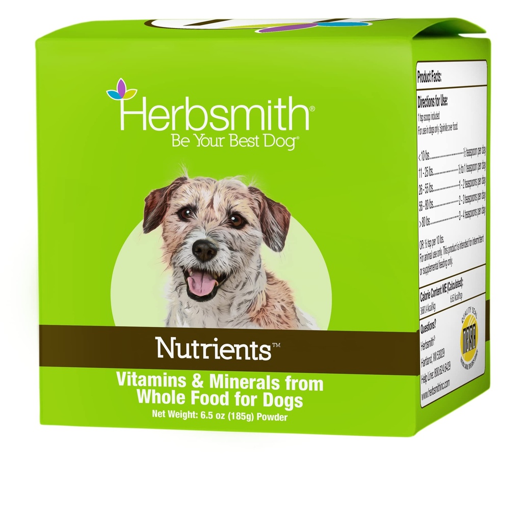 Herbsmith Nutrigents Superfood Dog Multivitamin Z witamin i minerałów z Whole Foods Boost Kibble lub DIY Raw z przeciwutleniaczami dla szczeniąt do seniorów - 6.5 oz