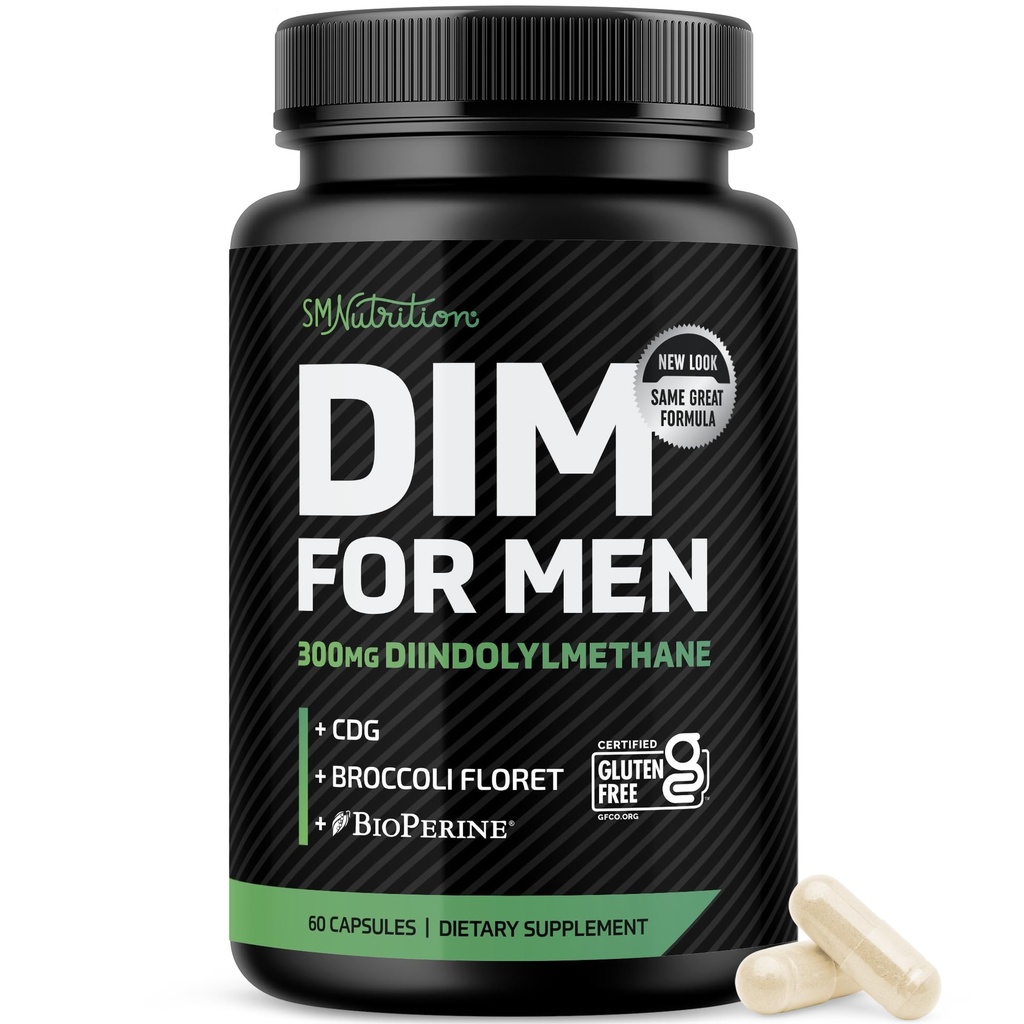 Suplement DIM dla mężczyzn 300mg Estrogen Blocker & Aromatase Inhibitor 124; Dodatkowa siła Hormon męski Balance & Fitness Booster z Diindolylometan Plus CDG & Broccoli Floret