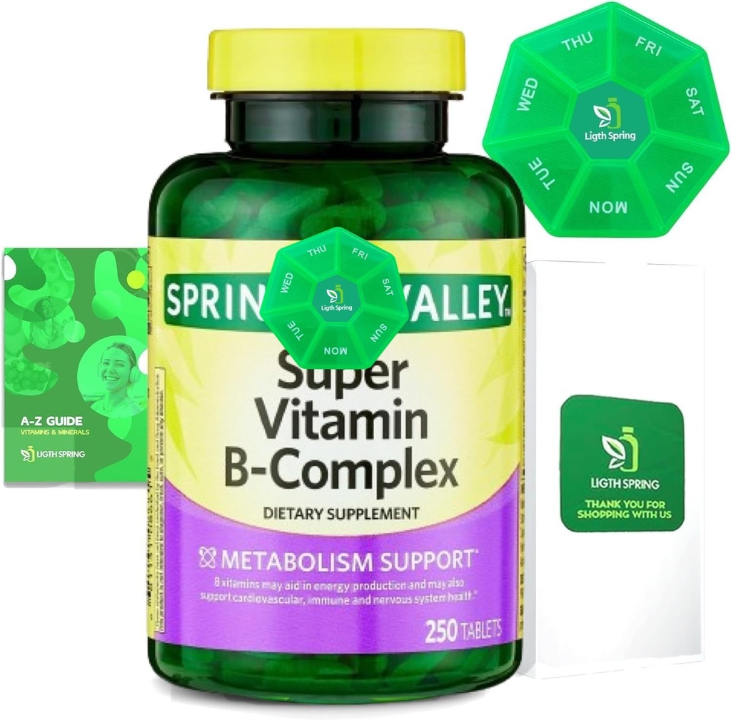 Super Witamina B- Complex Tablets 250 + Wiosna Super Witamina B- Complex Tablets Dietetyczny suplement Bundle Exclusive Better Ligth & Przewodnik wiosenny