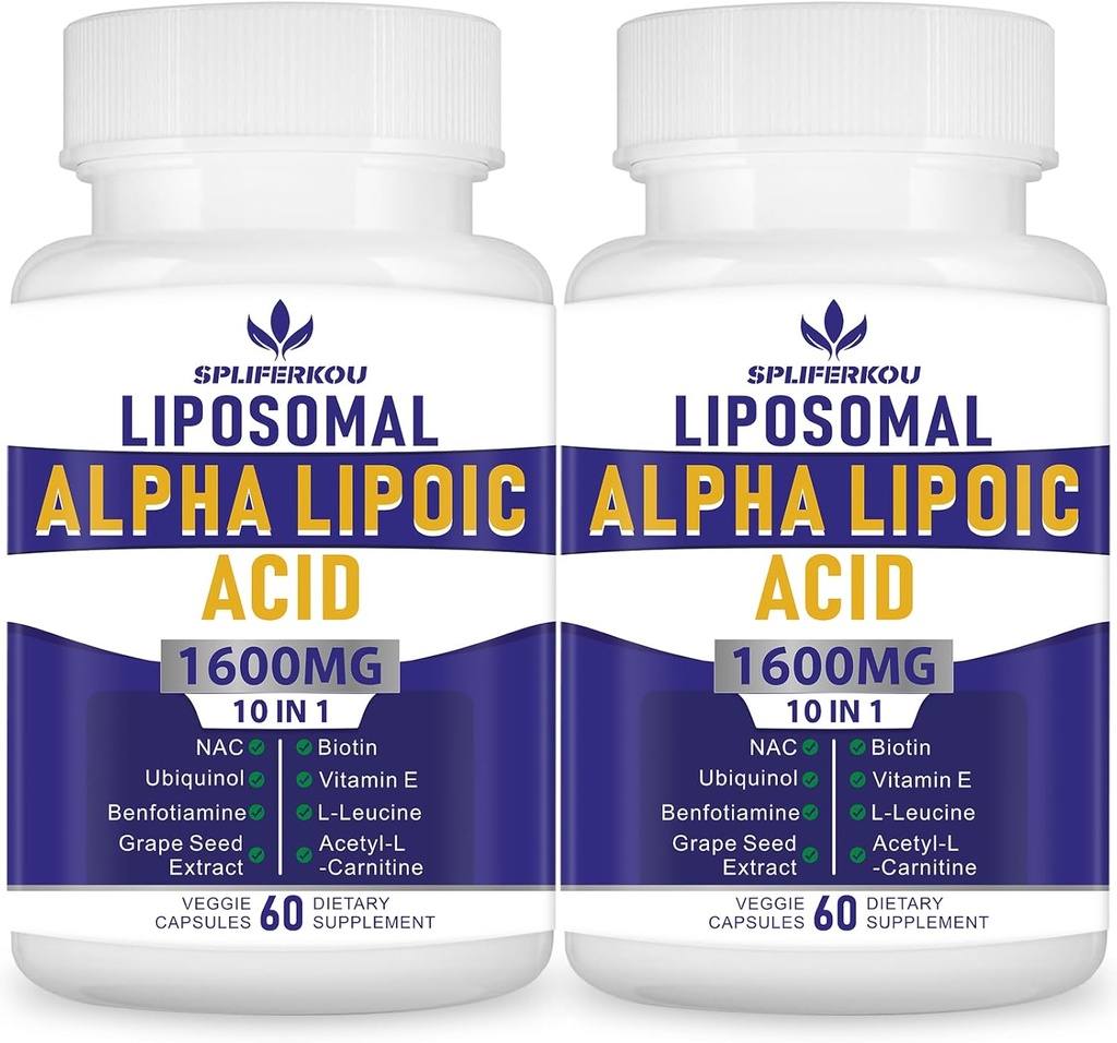 Liposomal Alpha Lipoic Acid 1600mg per Serving, Alpha Lipoic Acid Nutritional Supplements for Antioksydant Health, Energy and Metabolism- gluten Free & Non GMO 120 Kapsułki
