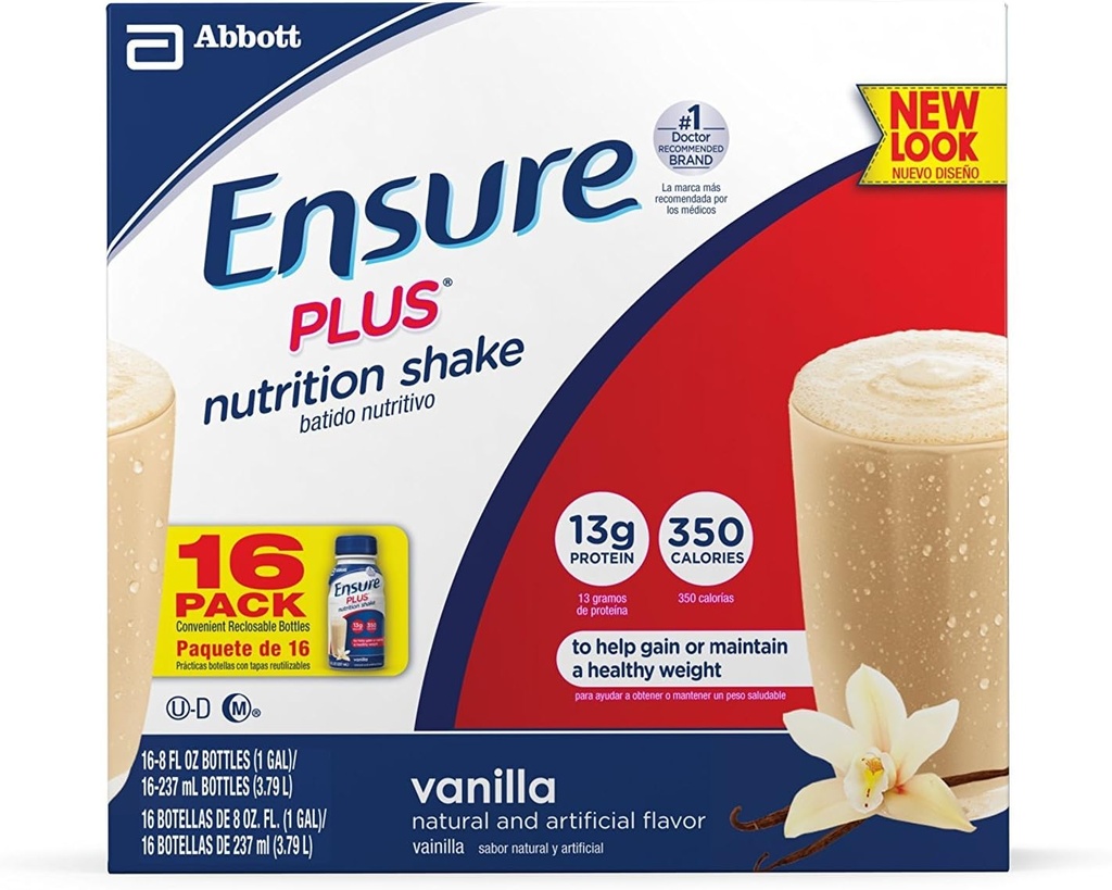 Zapewnić Plus Nutrition Shake, Wanilia, 8 uncji, 16 liczenie
