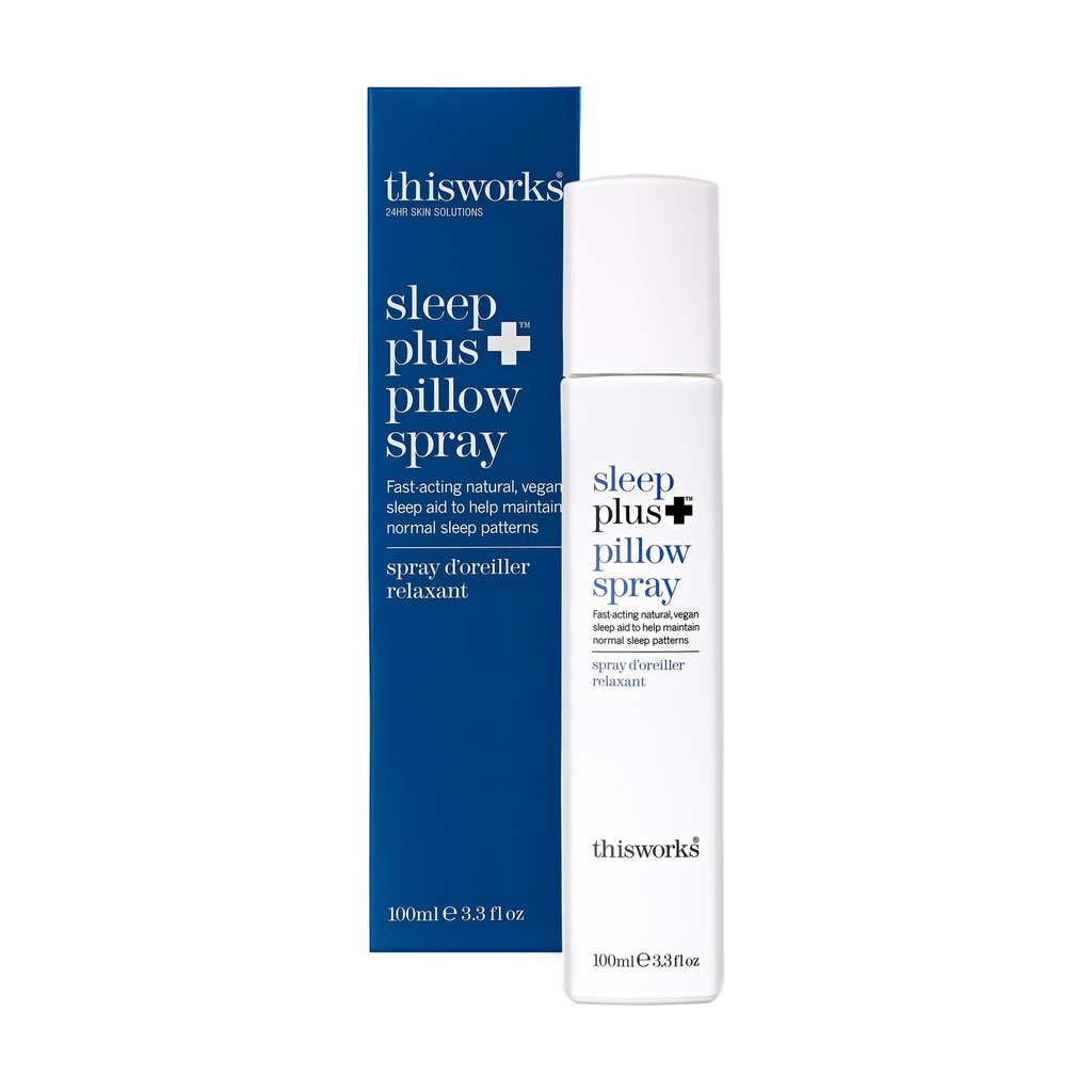 THISWORKS spać plus aerozol do poduszki Szybki naturalny odpoczynek z olejkami eterycznymi lawendy, wetiwertu i rumianku, 100ml, 3,3 fl oz