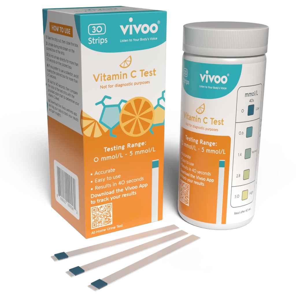 Vivoo Test Strip - Śledź swój status witaminy C w domu! 40- Drugi test na dokładne poziomy, wzmacniając do optymalizacji odżywiania - 30 paski