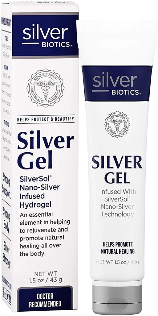 American Biotech Labs Silver Biotics Patented Multivalent SilverSol 20 PPM Soothing Skin Gel | Versatile 1.5 oz for Skin Comfort and Wellness