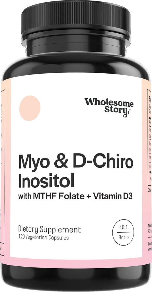 M- y- o in- os- itol & D- Chiro Inositol Kapsułki z MTHF, Folate, Witamina D Bilans 124; Wsparcie dla funkcji jajników, Hormon Balance, & Homocysteina Poziomy 124; Suplementy płodności dla kobiet 124; 40: 1 Stosunek