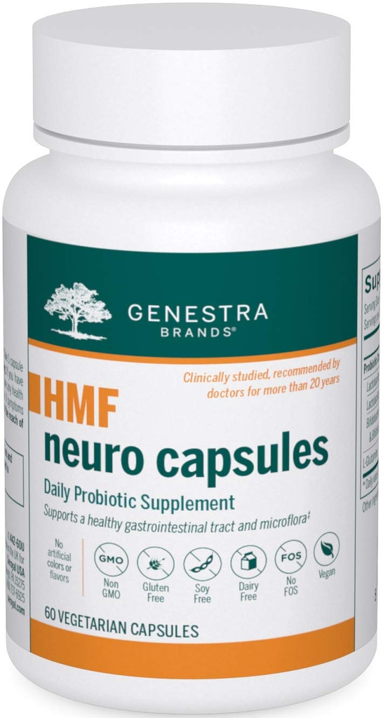 Genestra Brands HMF Kapsułka Neuro - Kobiety, Mężczyźni i Dzieci Probiotyki - dla Gut Health - 60 Kapsułki