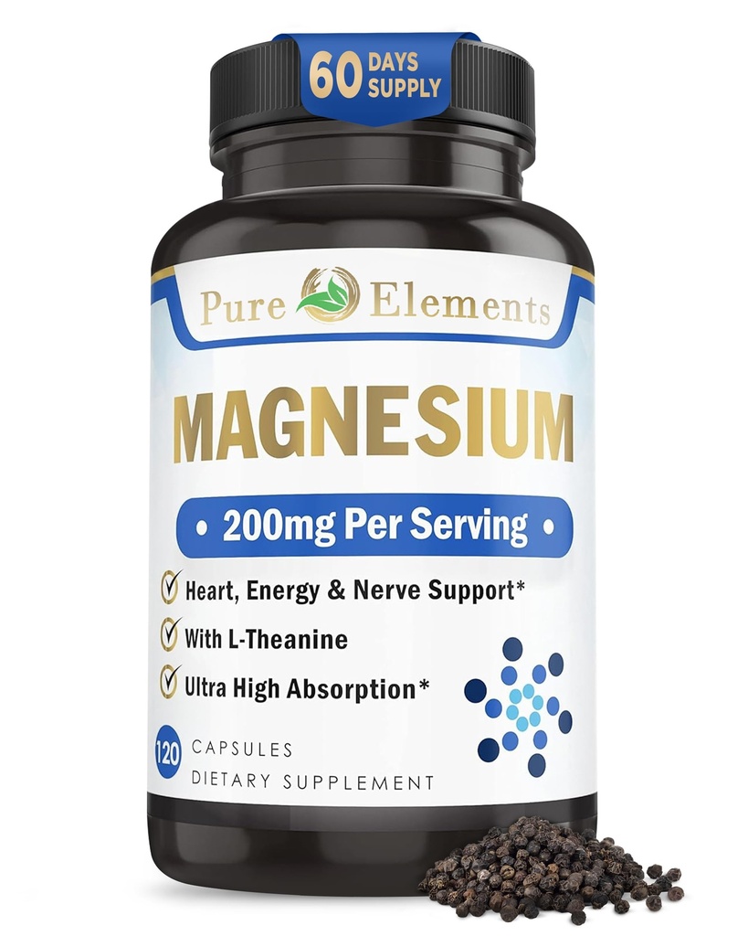 Magnezu Glicynian z L- Theaniną, Potasem i Czarnym Peperem - Ultra Wysoka Wchłanianie, 120ct