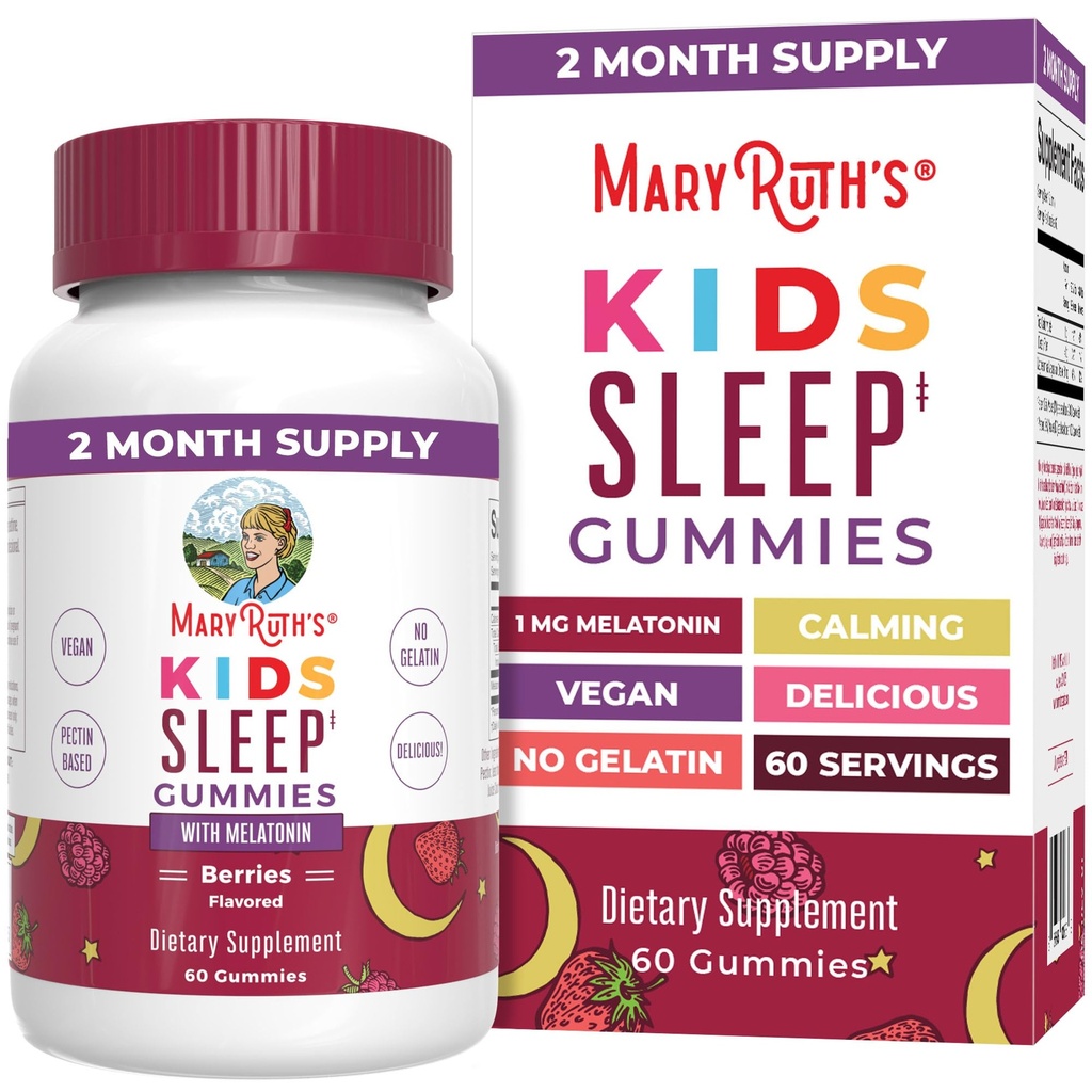 MaryRuth Organics Melatonin Gummies dla dzieci 124; 2 Miesiące dostaw 124; Gumy do snu dla dzieci w wieku 4 + 124; Melatonina 1 mg 124; Relaks & Wsparcie snu 124; Wegan 124; Gluten wolny 124; 60 Hrabia