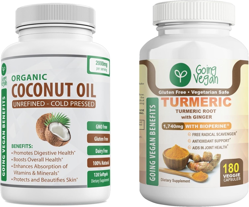 Organiczny olej kokosowy i kurkumina turmerowa, Ginger Capsules Bundle!