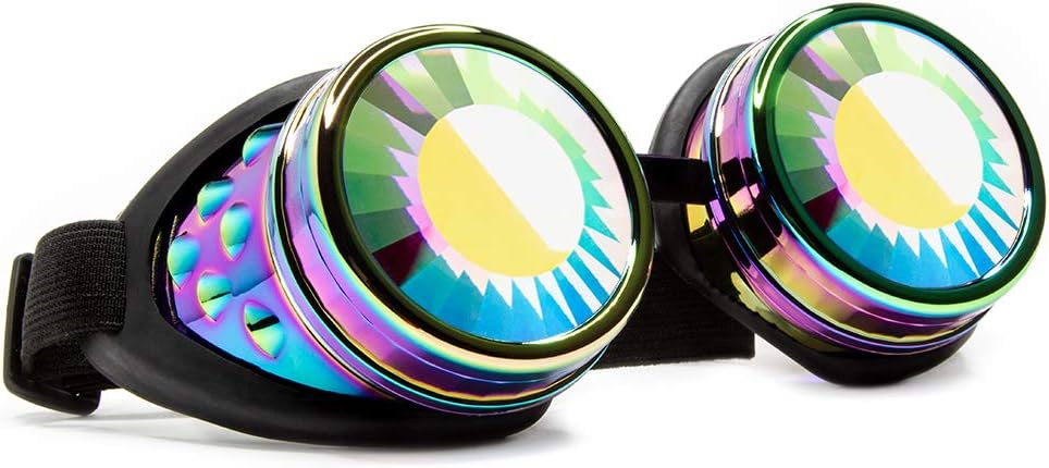 Gogle GloFX Polychrome Wormhole Kalejdoskop - Festival Rave Costume Cosplay Prism EDM 3D Spawanie gotyckie Gogle