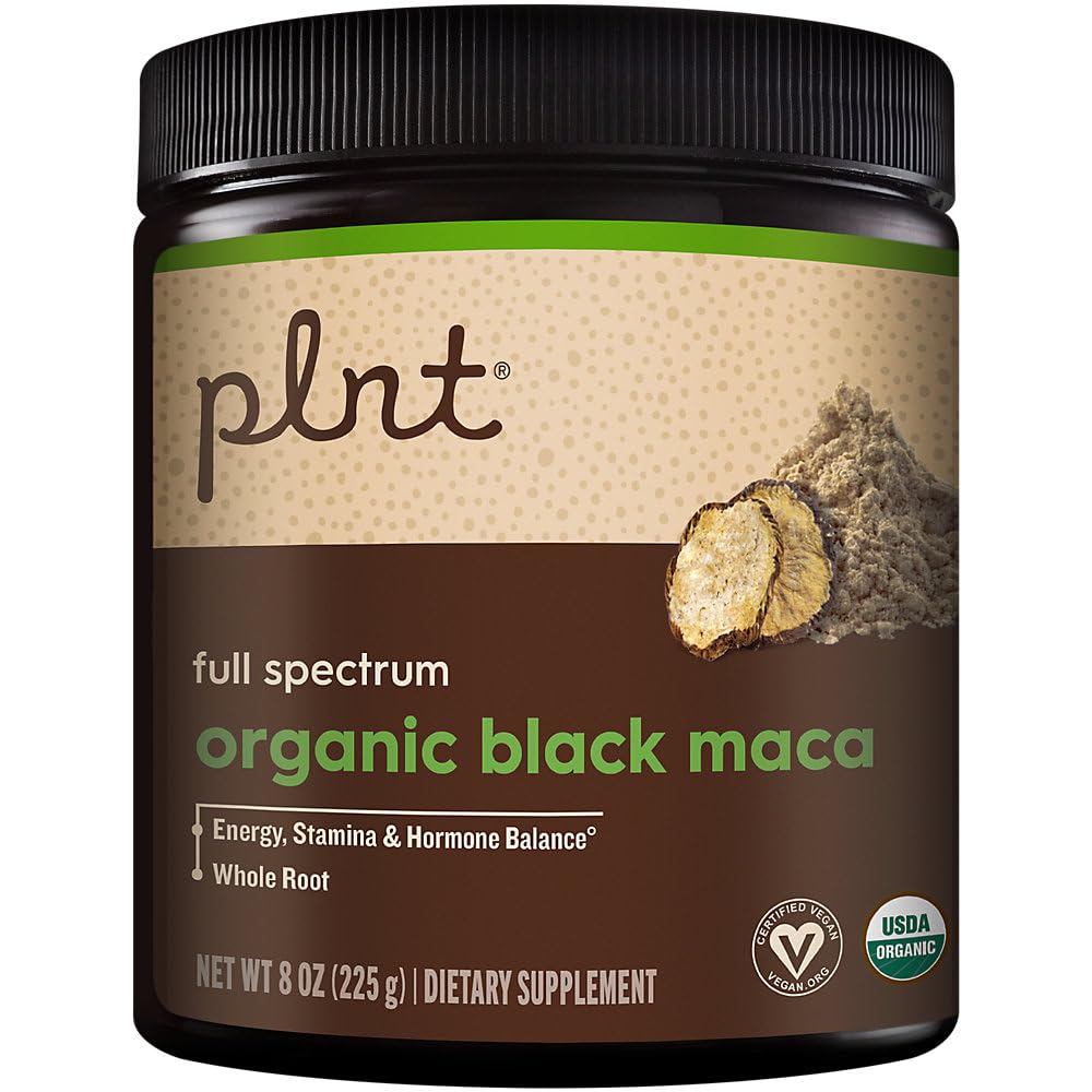 Proszek organiczny czarny Maca Full Spectrum - Wspiera energię, Stamina, & Równowaga hormonalna (8 oz. / 45 Służenia)