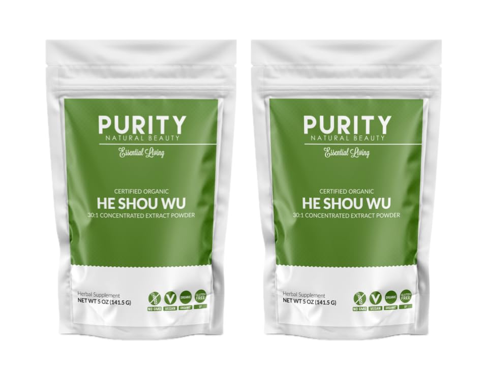 Certified Organic He Shou Wu - Big 5oz Bag of 30: 1 Concentrated- Fo- ti - Organic Foti Extract- Fo ti He Shou Wu Organic (Pack of 2- 10 Ounces)