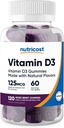 Nutricost Witamina D3 Gummie 5000 IU (125mcg), 120 Gummies - Mieszane żeberka aromatyzowane, 60 Służenie