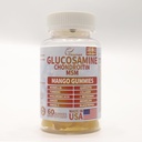 Glukozamina Chondroitin Gummie z MSM 60 CT Sugar Free Glukozamina Chondroitin Gummie Potrójne siły dla wspólnego zdrowia i wsparcia immunologicznego dla dorosłych, Mężczyźni i Kobiety - Mango Flavor