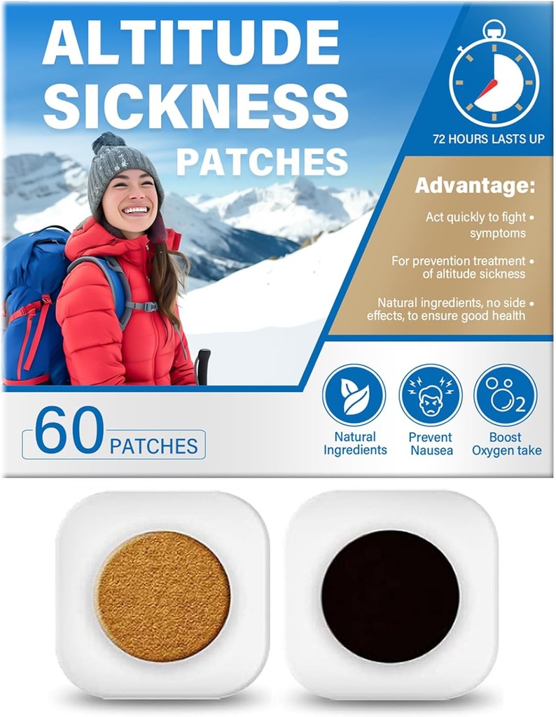 Yasirona Altitude Disease Prevention Patches, Fights High Altitude Disease Sympsions, Boosts Intake Oxygen, Wsparcie szybkiego wysokiego poziomu Aclimination ((60 Hrabia - Pack of 1))
