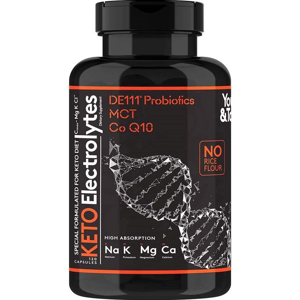 Kapsułki Keto Electrolyte z MCT, Magnezem, Potasem i Cynkiem - Probiotyki, CoQ10 i Witamina D3 do nawadniania, Energia, Wsparcie dla Postu, Diety niskokaloryczne i Carnivore - 120 Niearomatyzowane pigułki