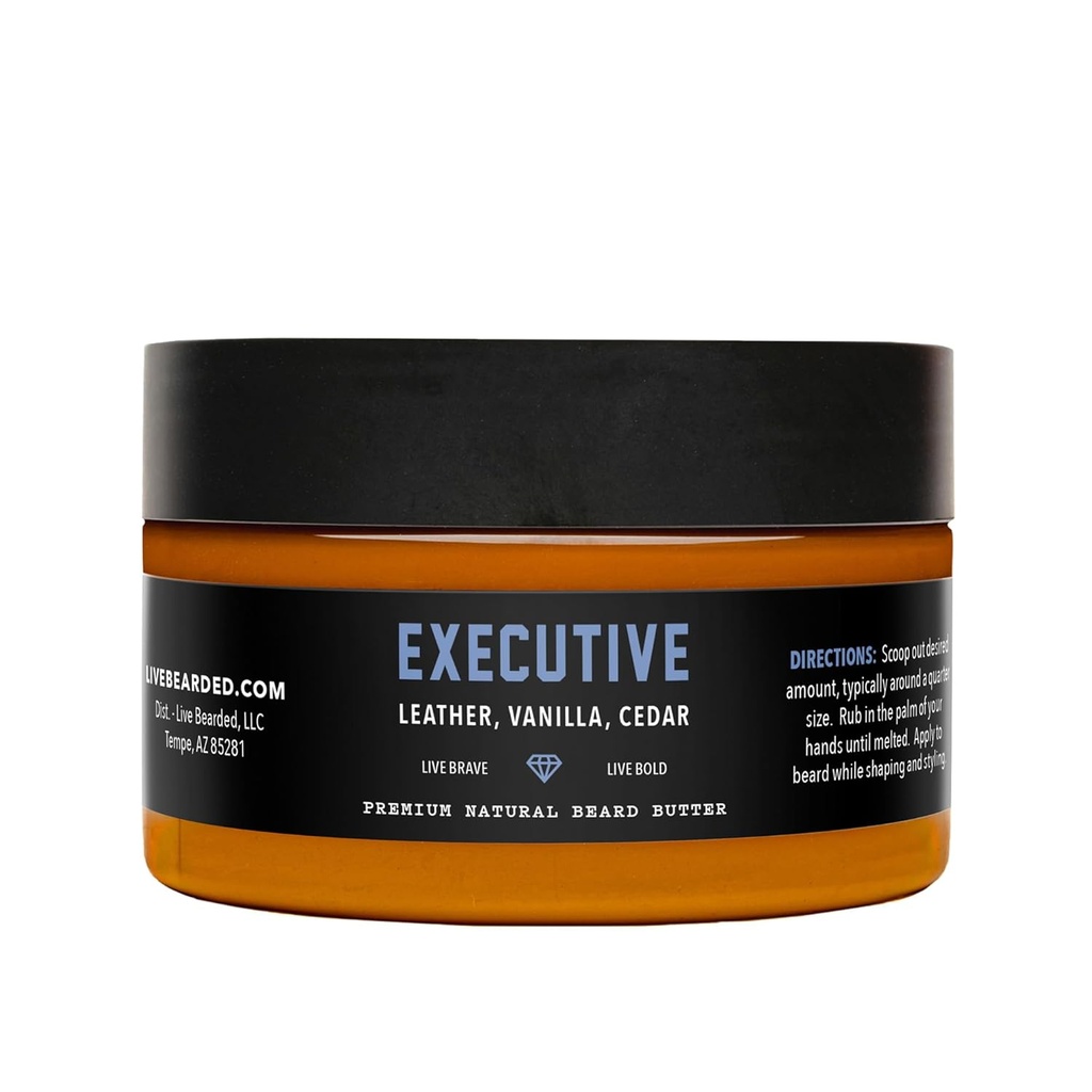 Masło beard na żywo, 3 fl oz - Made in the USA - All- Natural Leave- in Conditioner and Softener with Shea Beard 124; Executive Scent - Cedar, Vanilla