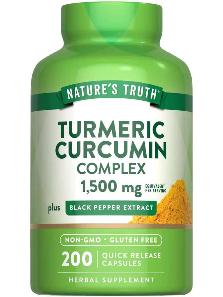 Nature 's Truth Turmeric Curcumin Complex: 124; 1500mg: 124; 200 Kapsułek: 124; z Black Pepper Extract: 124; Non- GMO & Gluten