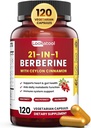 21- in-1 Suplement berberyjski z Ceylon Cynamon - Organic Berberine HCL Phytosome, 5X Wyższa Absorpcja dla wsparcia metabolizmu 120 Kapsułki
