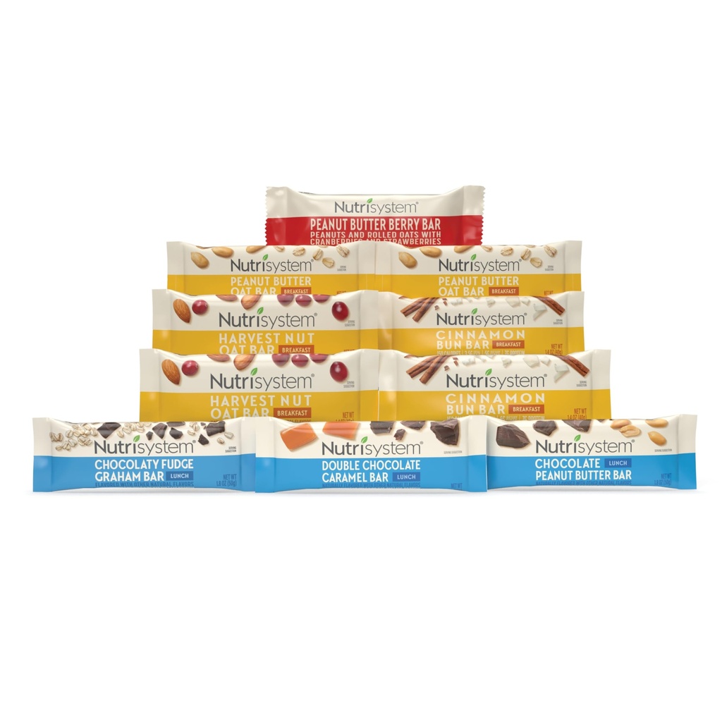 Nutrisystem ® Śniadanie i lunch Bar Variety Pack, Pomaga wsparcie utraty wagi - 10 Hrabia