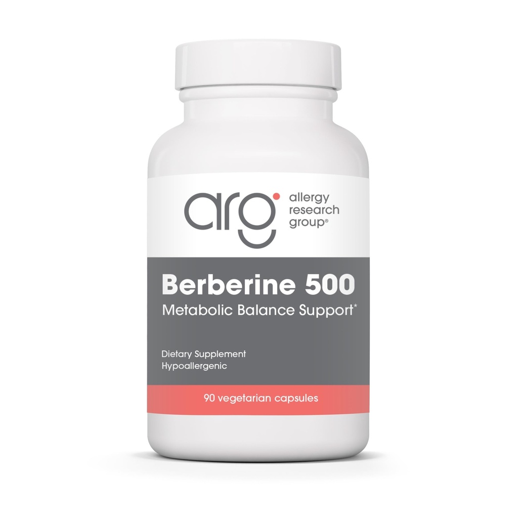 Alergia Research Group Berberine 500mg Supplement - Multi- Faceted Metabolic Support, Wspiera zdrowe Cholesterol, indyjski korzeń berberry, Hipoalergiczne, Kapsułki wegetariańskie - 90 Hrabia