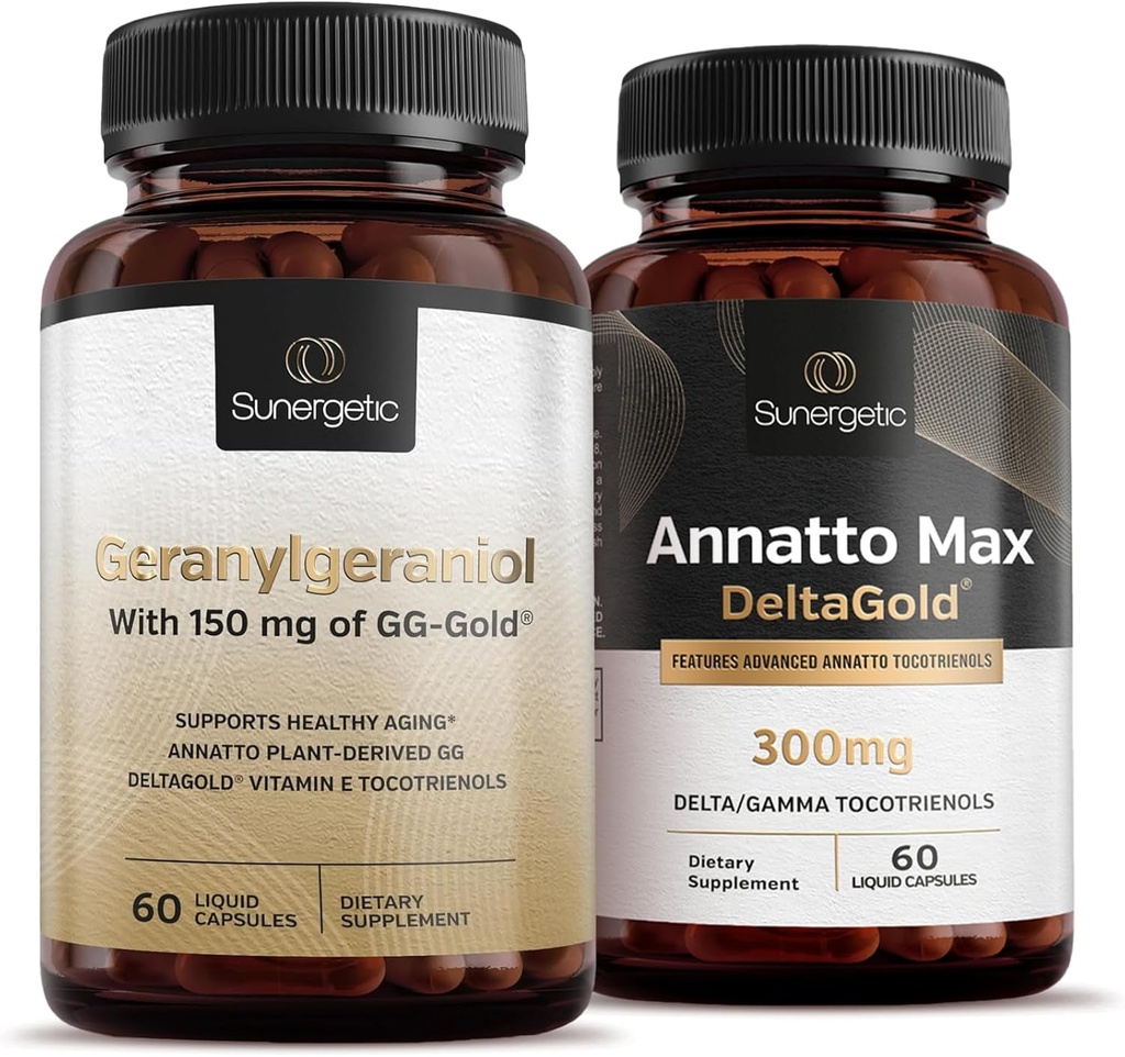 Premium Geranylgeraniol Plus Annatto Max DeltaGold - dla zdrowia serca, zdrowego starzenia się, wsparcia immunologicznego i ogólnego wellness - Geranylgeraniol 60 kapsułki - Annatto Max 60 kapsułki