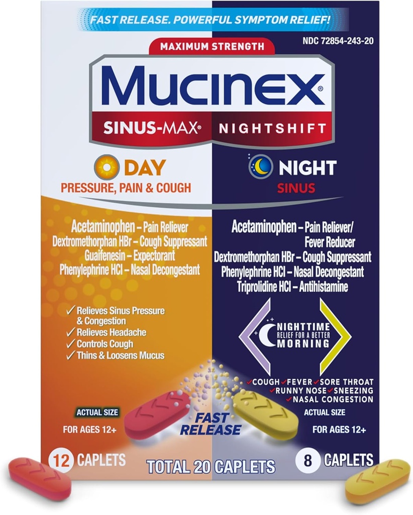 Mucinex Pressure, Pain & Cough & Nightshift ® Sinus Caplets 20ct