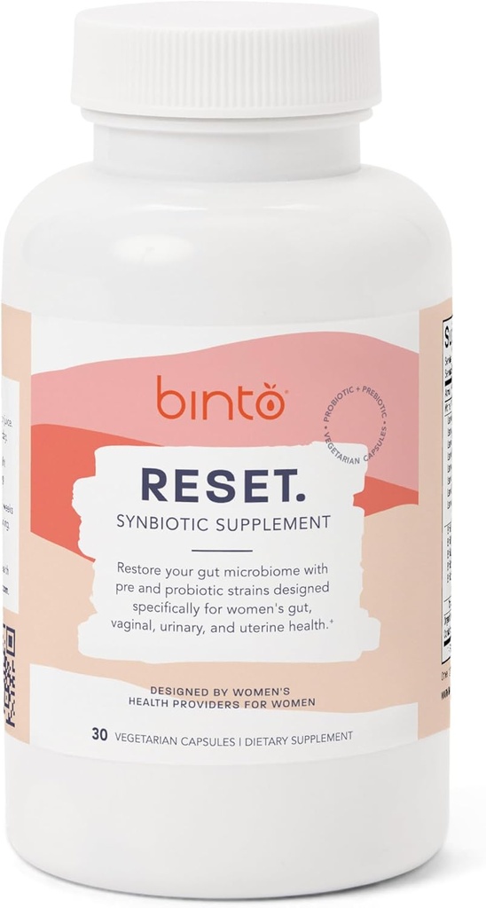 Binto Reset Synbiotic Advanced Pre and Probiotic Supplement for Women - Wspiera zdrowie pokarmowe, zwiększa odporność i promuje zdrową równowagę Gut Flora (30- Day Supply)