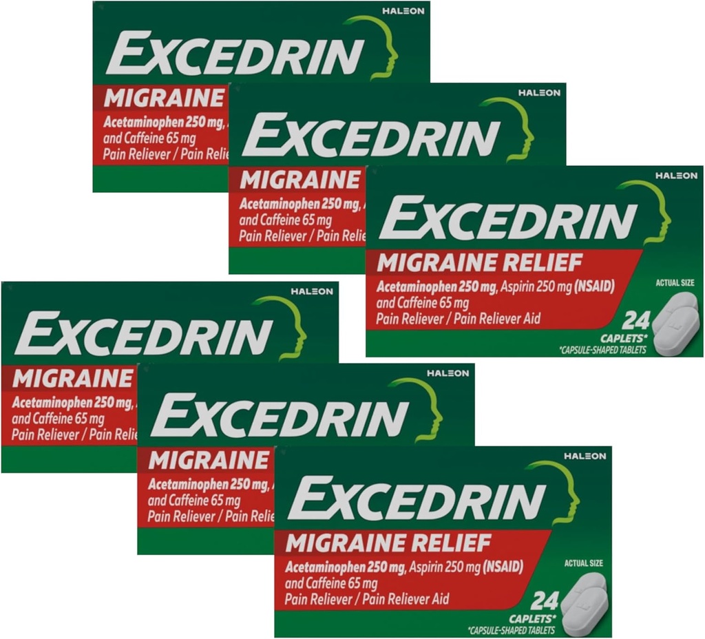 Excedrina Migrena Relief Medication, 24 kapsułki (opakowanie po 6)