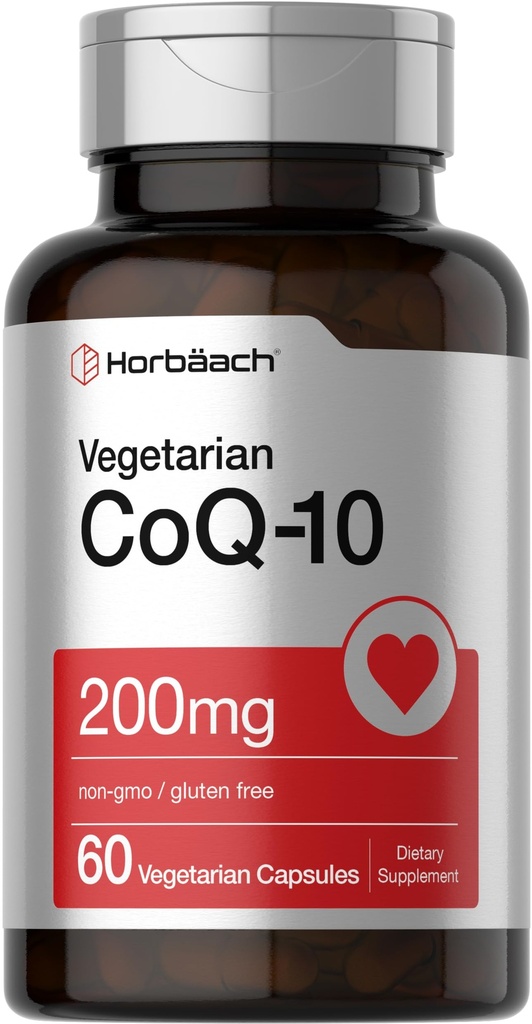 Horbäach CoQ10 200mg Humalog 124; z Black Pepper Extract Humalog 124; 60 Kapsułek Humalog 124; Vegetarian, Non-GMO, Gluten Free Supplement