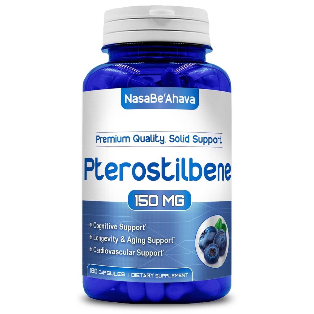 Dodatkowa wytrzymałość suplement Pterostilbene 124; Vegan Friendly 150mg Pterostilbene kapsułki 124; Suplement przeciwutleniacz do starzenia się serca immunologicznego i wsparcia mózgu 124; Made in The USA (180 Day Supply)