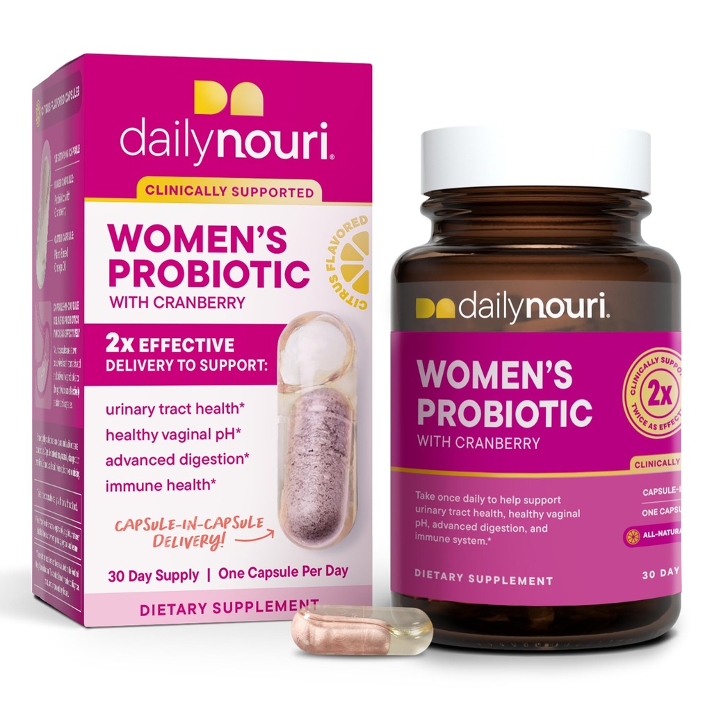 Codzienna Probiotyka Neuri dla Kobiet 124; Zdrowie pochwy + Support trakcji moczowej 124; pH pochwy i mikrobiomu Równowaga 124; 5 Klinicznie badane Szczepy + Żurawina i Omega 124; 30- Day Supply