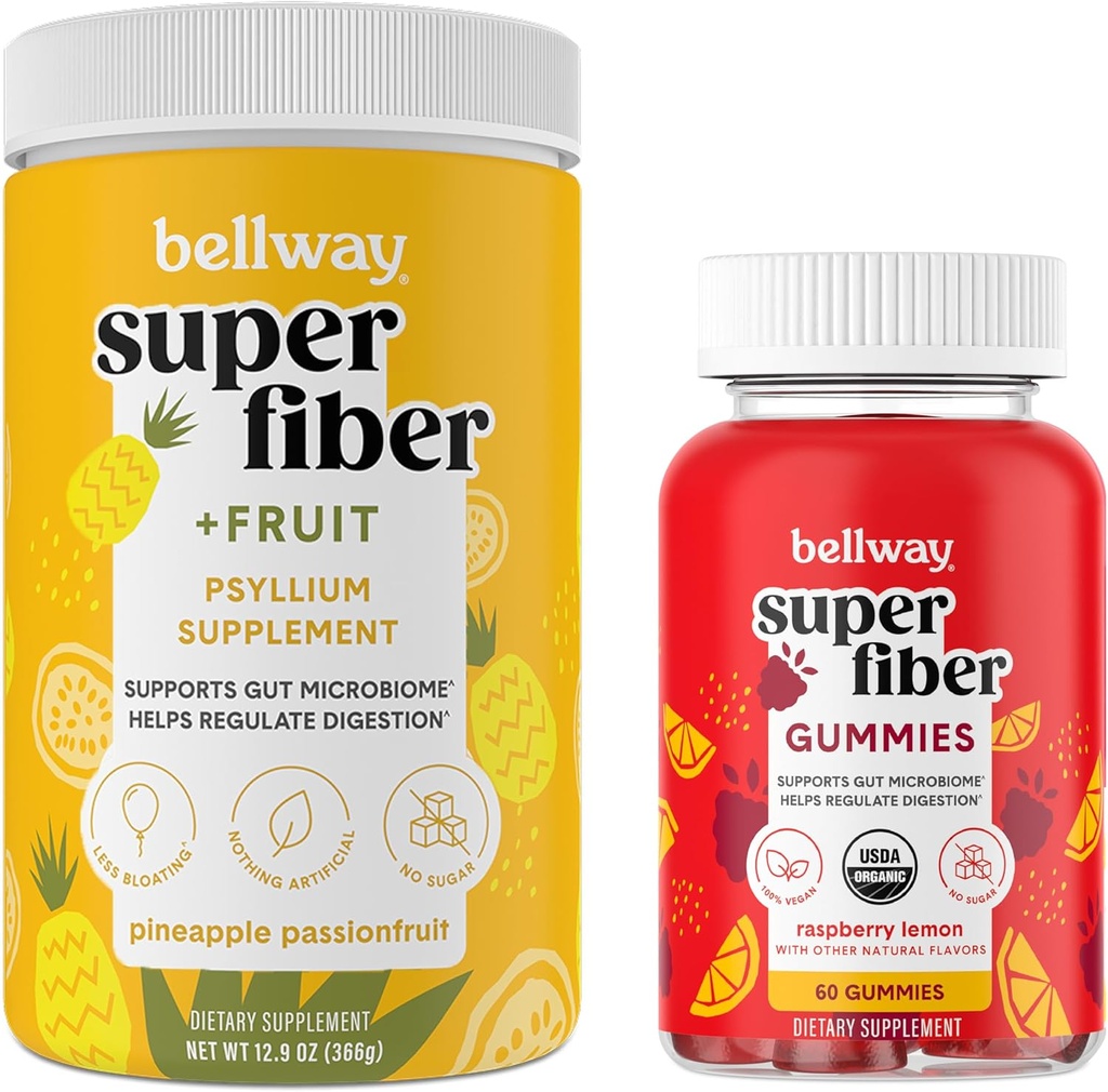 Bellway Super Fiber Proszek + Owoce, Ananas Pasja Owoce Super Fiber Gummies Bundle