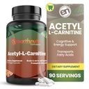 EarthNutri Acetyl- L- Karnityna Kapsułka - Dodatek Wolny, Gluten Wolny, No Fillers, Brak środków konserwujących - Acetyl L- Karnityna Suplement pomaga koncentracja i energia - 500mg Per Serving, Unflavored 90 Count