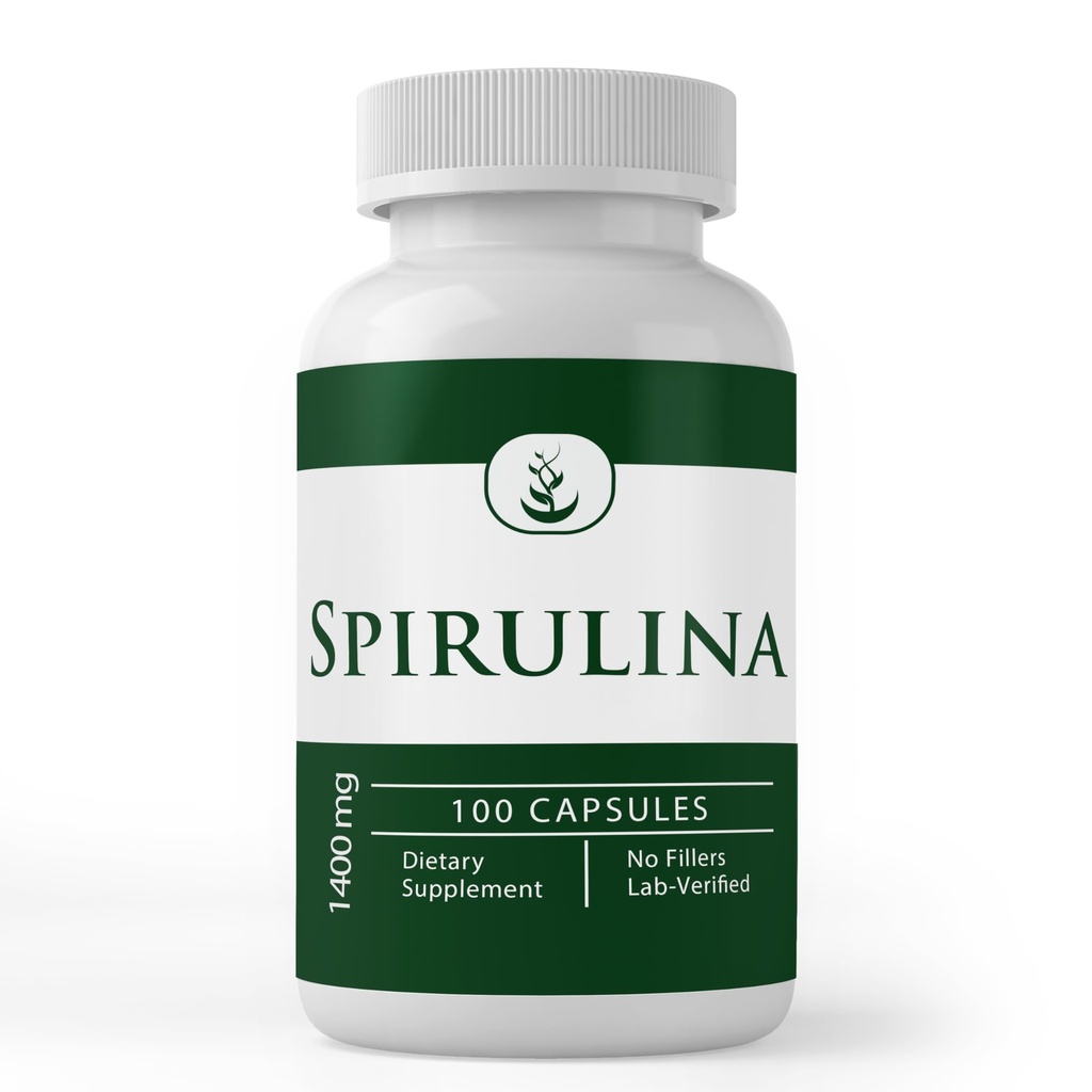 PURE Oryginalne składniki Spirulina (100 Kapsułki) Bogata w fikocyjaninę, Czysty