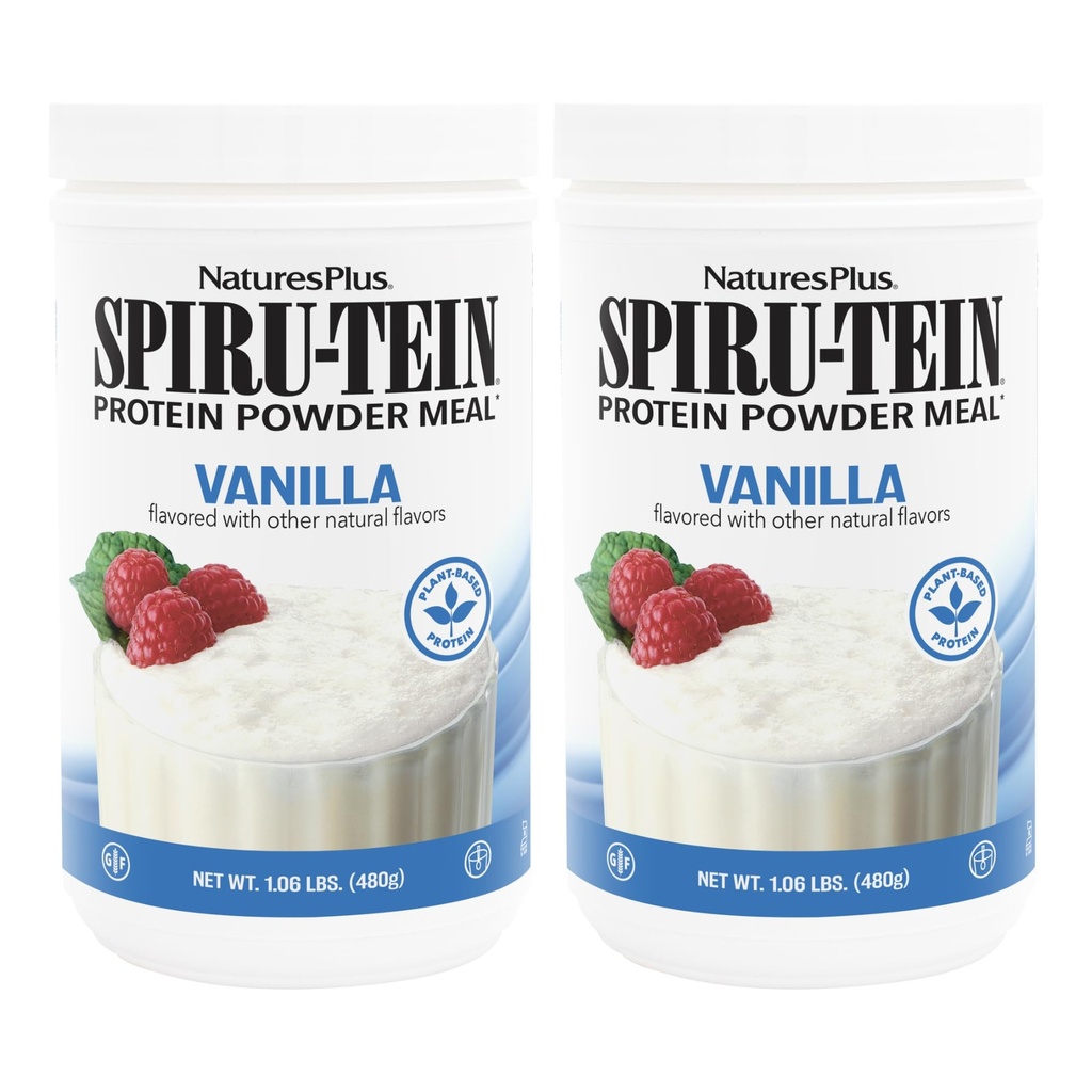 NaturesPlus SPIRU- TEIN, Wanilia - 1.06 lbs, Opakowanie 2 - Proszek białkowy na bazie plantacji - Wegetarianin, Gluten Free - 32 Sługi ogółem