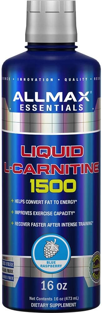 ALLMAX Nutrition Liquid L- Carnitine 1500 + Witamina B5, 16 oz / 473 ml (niebieska malina)