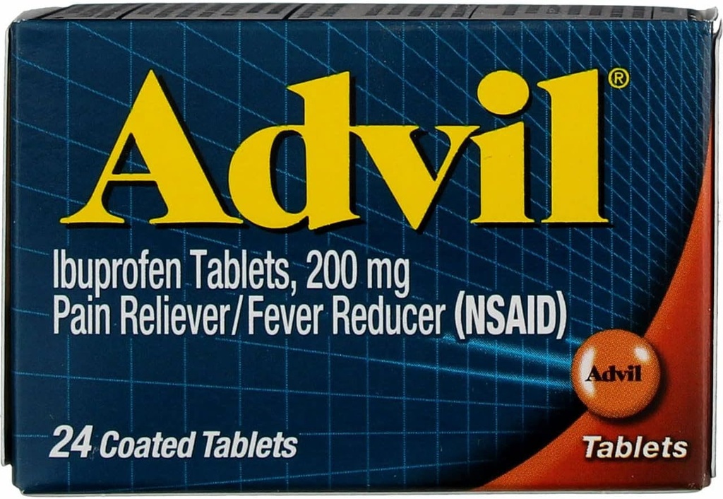 Advil Coated Caplets Ibuprofen Coated Tablets, 200 mg, 24 Ct 1.1 oz (4 opakowania) (Bundle)