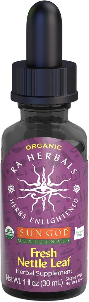 RA Herbals Certified Organic Fresh Nettle Leaf Tincture 124; Natural Herbal Extract for Wellness Nettle 124; Nourishing and Refresing Blend 124; 1 oz
