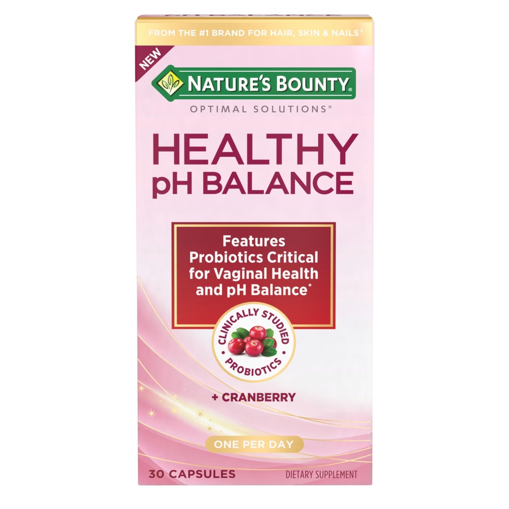 Nature 's Bounty Probiotics dla kobiet, Probiotyki waginalne dla zdrowej równowagi pH, 2 Miliard CFU, Klinicznie badane cieśniny, Optimal Solutions pH Balance Pills, 30 Kapsułki wegetariańskie