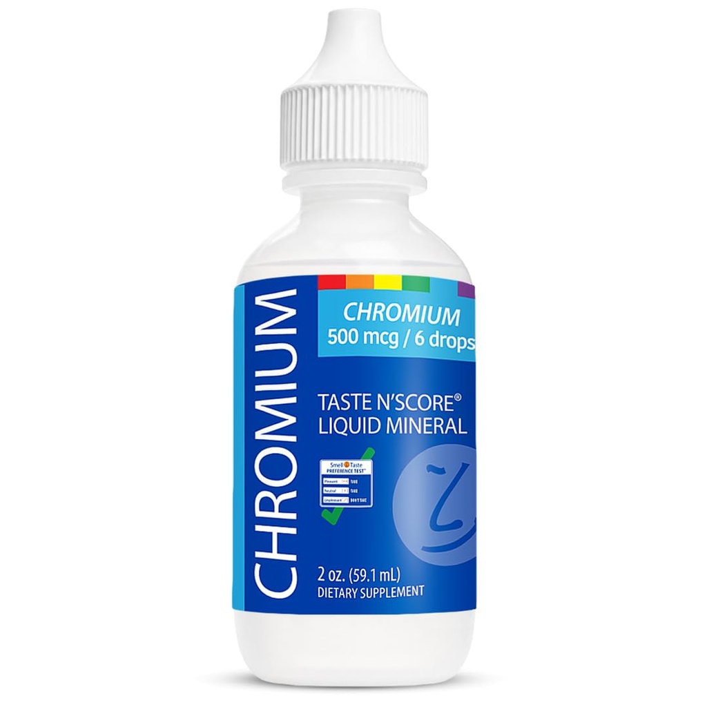 Smak N 'Ocena Chrom ciecz jonowy suplement mineralny; 100% Czysty; 500 µg; 118 Służenie