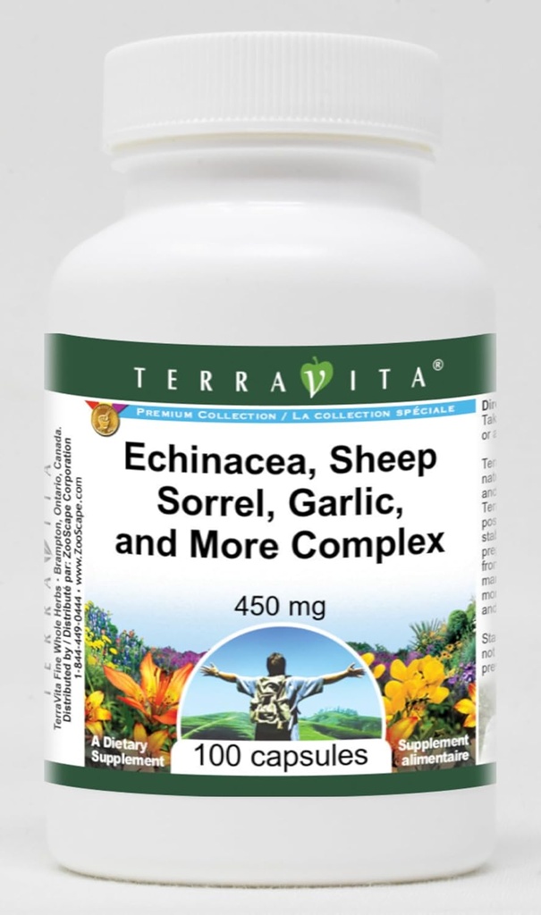 Echinacea, Sorrel owiec, Czosnek i bardziej złożone - 450 mg (100 kapsułek, ZIN: 516902)
